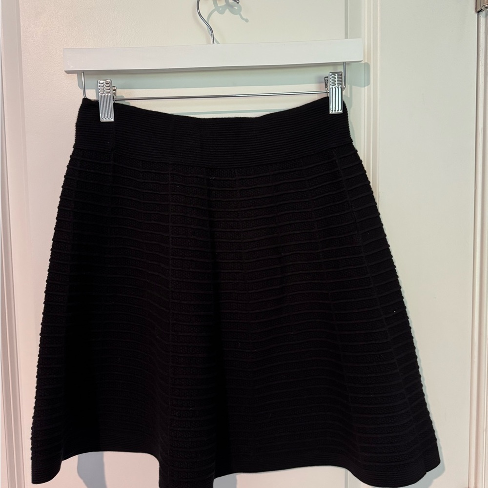 LOFT Black Ribbed A-Line Mini Skirt